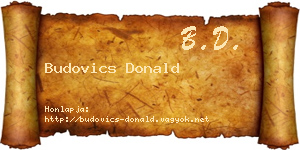 Budovics Donald névjegykártya